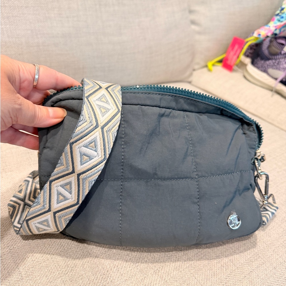 Dark green, olive, Quilted Crossbody Bag